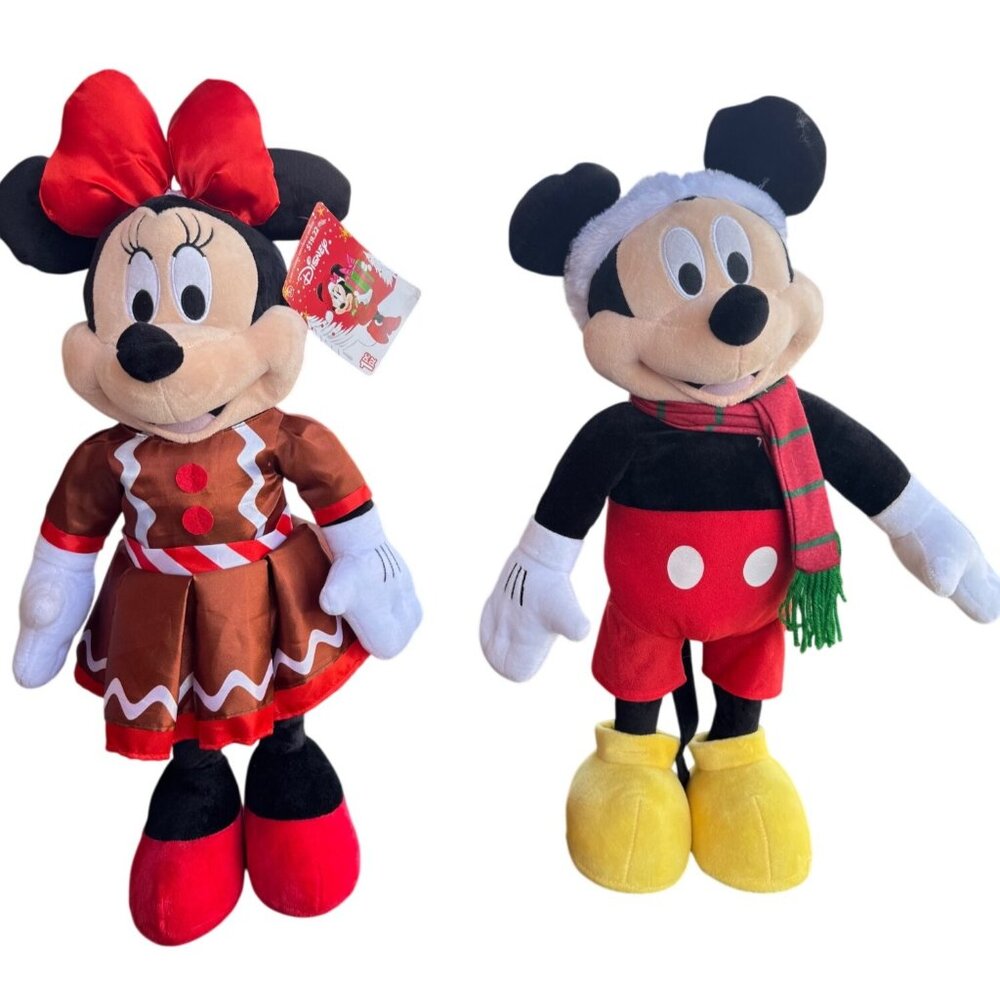 Disney Holiday Mickey & Minnie Mouse Plush Dolls 24" Christmas Decor Set - Picture 8 of 12